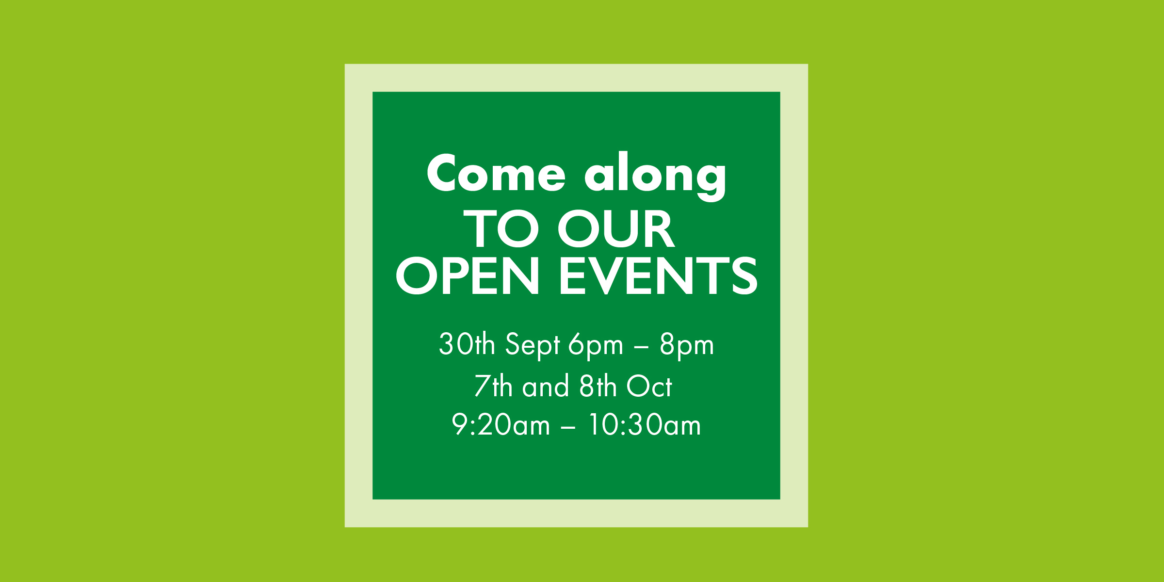 Upcoming Open Events